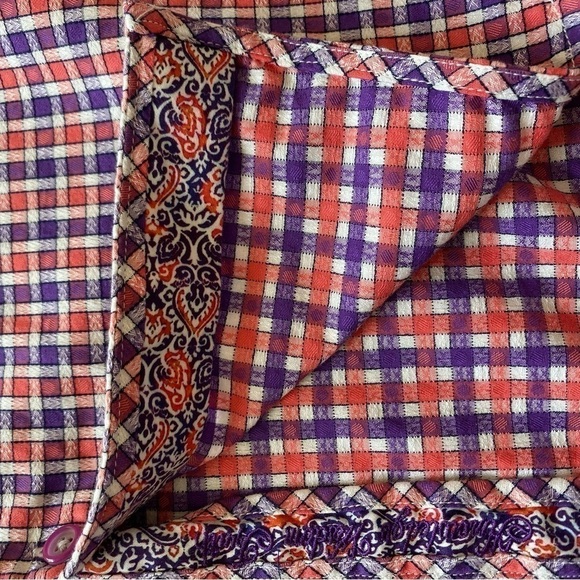 ROBERT GRAHAM Purple Pink Checkered Cotton Mens XL Long Sleeve Shirt w/Contrast - Picture 4 of 11
